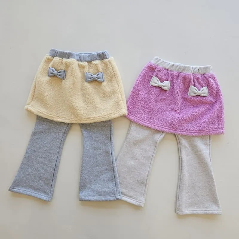 1St Blue - Korean Children Fashion - #Kfashion4kids - Ribbon Skirt Bootscut Pants - 6