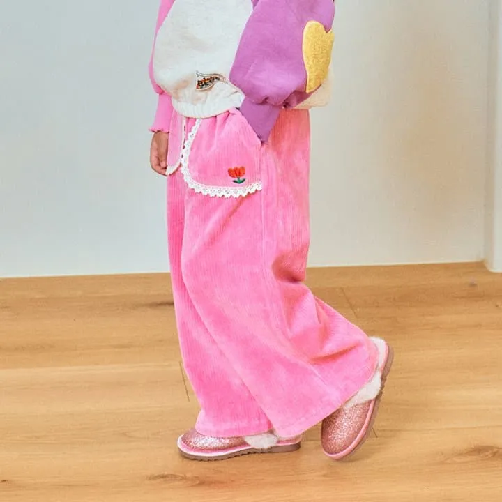 1St Blue - Korean Children Fashion - #Kfashion4kids - Rib Wide Pants - 5