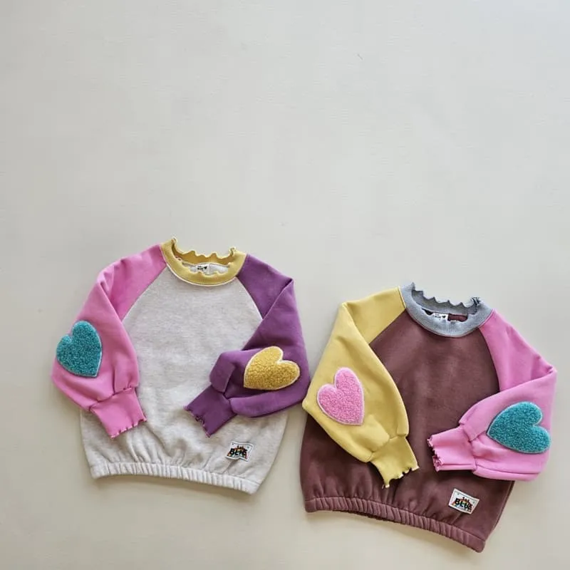 1St Blue - Korean Children Fashion - #childrensboutique - Heart Patch Colored Fleeced Top - 9