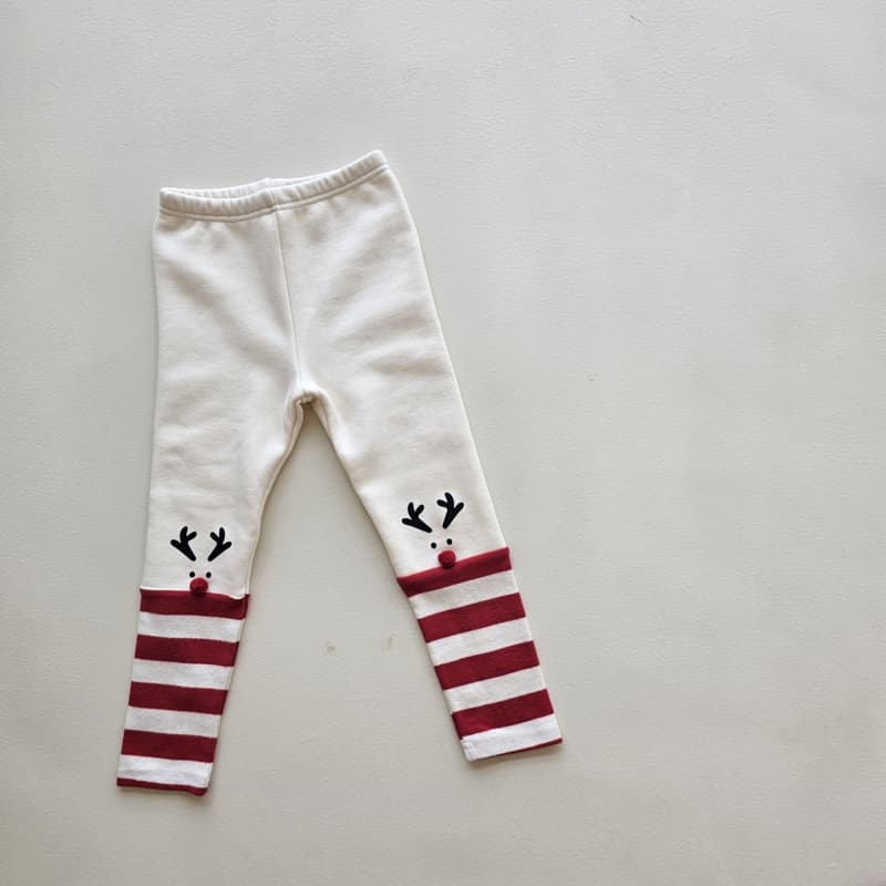 1St Blue - Korean Children Fashion - #designkidswear - Rudolph Fleeced Span Leggings - 7