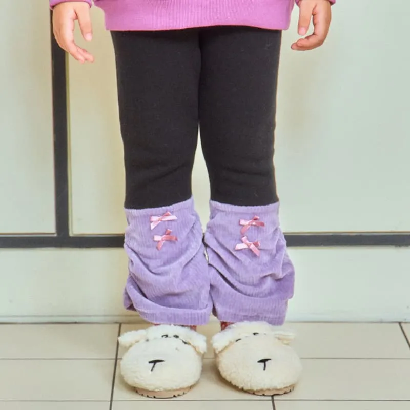 1St Blue - Korean Children Fashion - #designkidswear - Bottom Ribbon Fleeced Leggings - 6