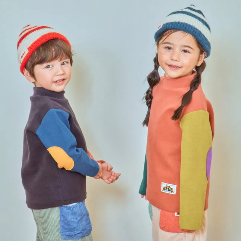 1St Blue - Korean Children Fashion - #discoveringself - Patch Colored Half Turtleneck Tee - 5