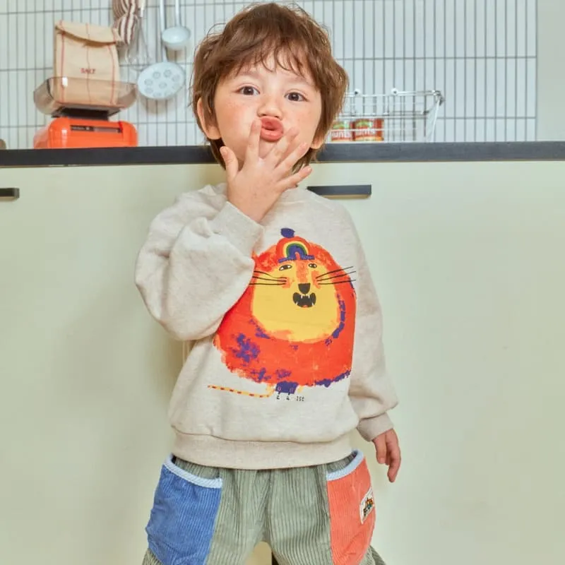 1St Blue - Korean Children Fashion - #fashionkids - Lion Print Fleeced Raglan Tee - 5