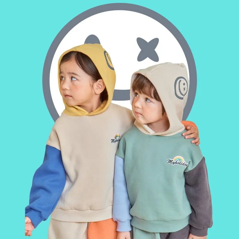 1St Blue - Korean Children Fashion - #fashionkids - Smile Colored Fleeced Hoodie