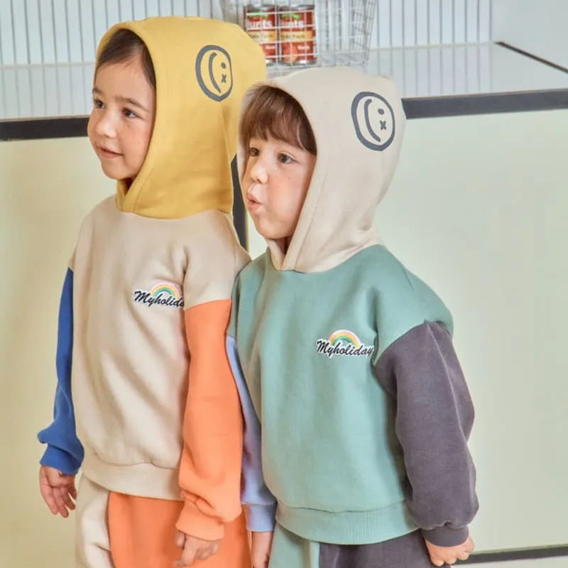 1St Blue - Korean Children Fashion - #kidsshorts - Smile Colored Fleeced Hoodie - 2