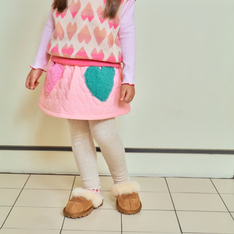 1St Blue - Korean Children Fashion - #fashionkids - Heart Pocket Skirt Leggings - 4