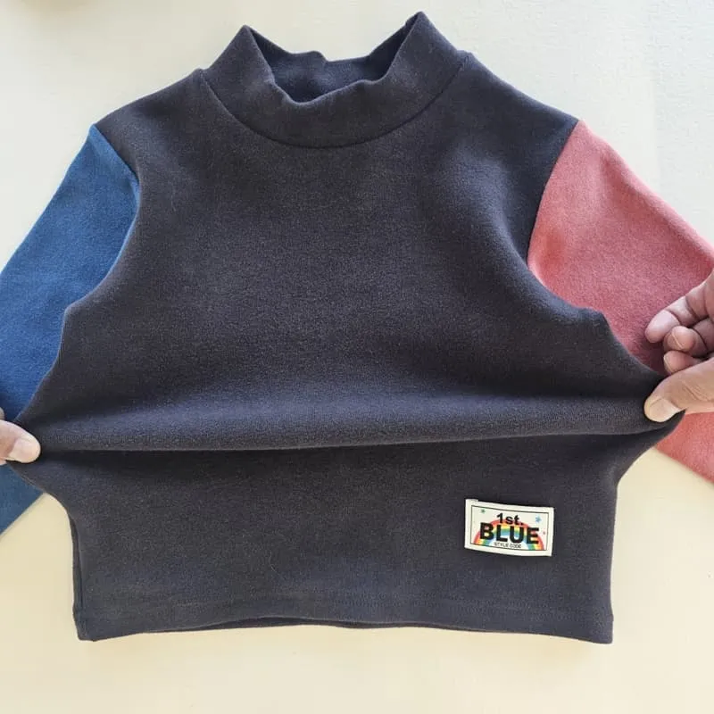 1St Blue - Korean Children Fashion - #kidzfashiontrend - Patch Colored Half Turtleneck Tee - 9