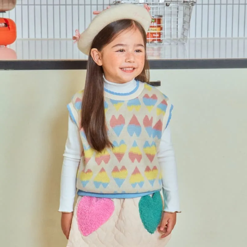 1St Blue - Korean Children Fashion - #magicofchildhood - Heart Jacquard Vest - 6