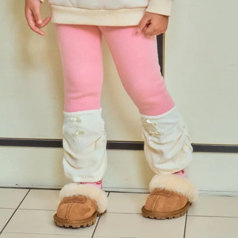 1St Blue - Korean Children Fashion - #minifashionista - Bottom Ribbon Fleeced Leggings