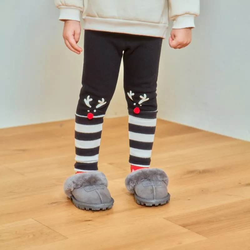 1St Blue - Korean Children Fashion - #prettylittlegirls - Rudolph Fleeced Span Leggings - 3