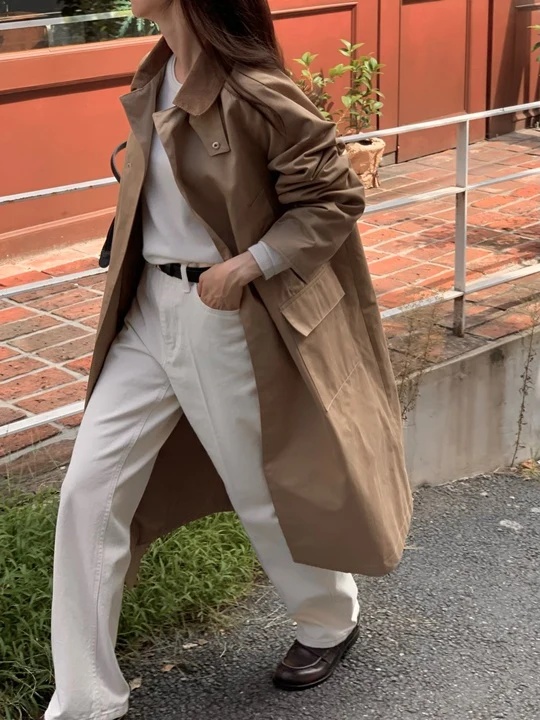 Corduroy Collar Trench Coat