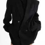 Wool Peaked Lapel Double Breasted Oversized Blazer