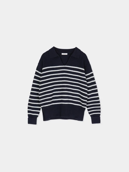 Wool Cashmere Stripe Knit Pullover