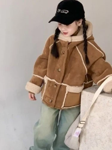 Camel Hood Shearling Jacket