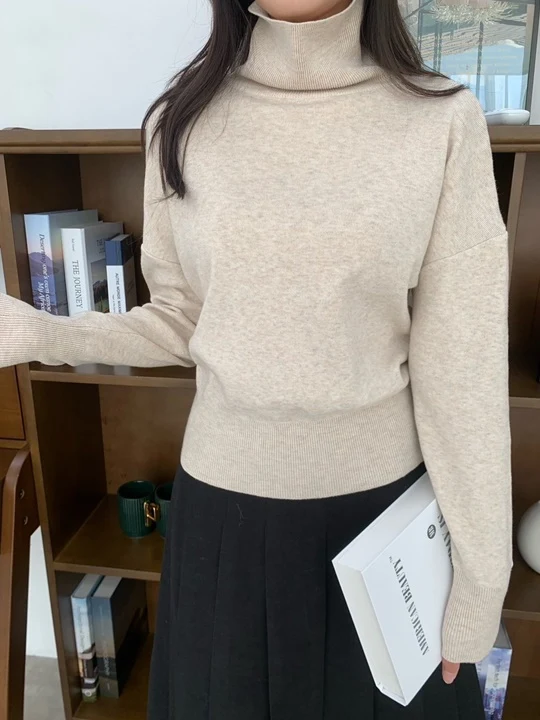 Slit Turtleneck Knit Sweater