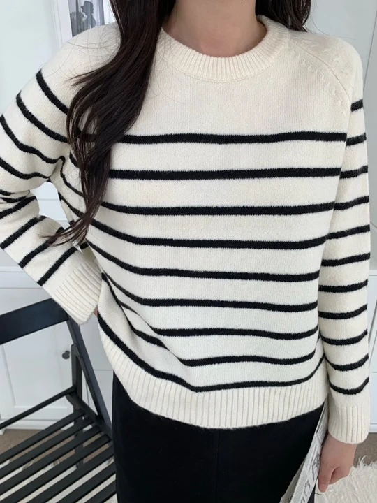 Stripe Round Knit Sweater