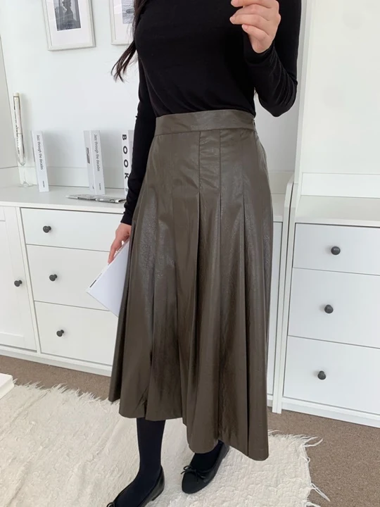 Leather Pleats Skirt