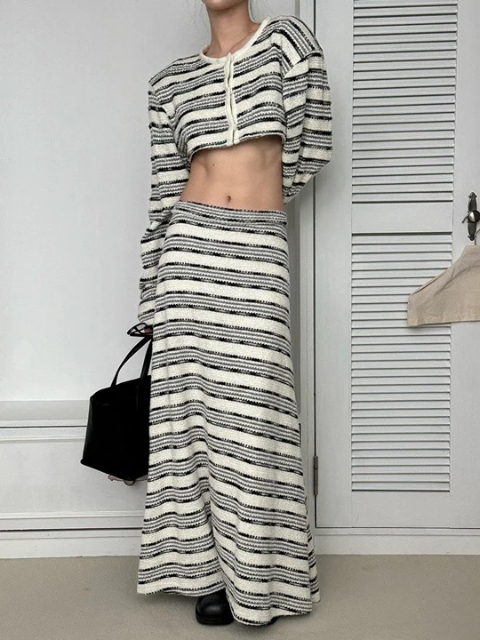 Stripe Top Skirt Set