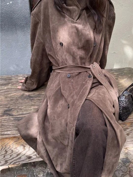 Suede Trench Coat