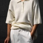 Oversized Chunky Bouncle Polo Collar Knit Sweater