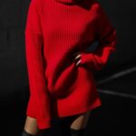 Turtleneck Ribbed Knit Mini One-piece