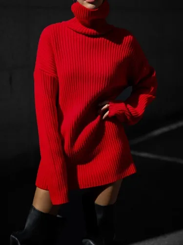 Turtleneck Ribbed Knit Mini One-piece