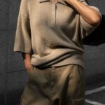 Oversized Chunky Bouncle Polo Collar Knit Sweater