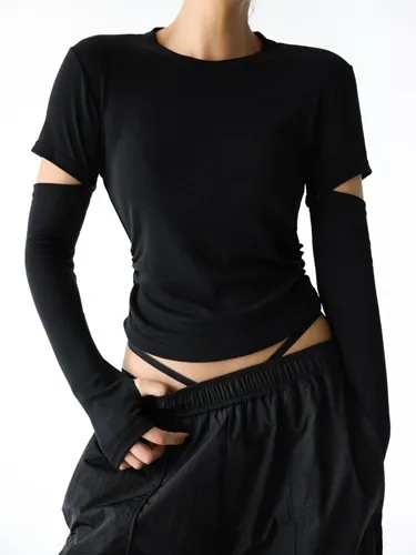 Detachable Sleeve Detail Side Tee