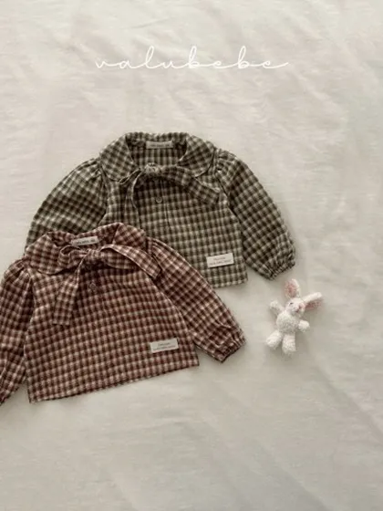 Check Ribbon Blouse (Kids)