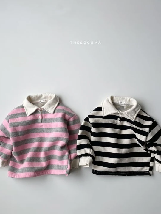 Stripe Fleeced Collar Tee