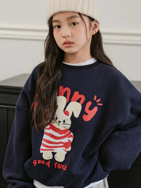 Stripe Rabbit Brushed Sweatshirt