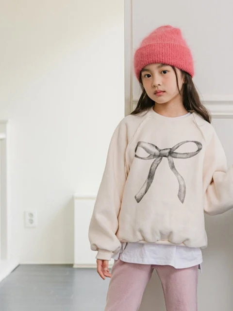 Ribbon Raglan Brushed Sweatshirt