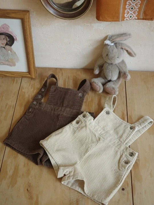 Corduroy Suspender Short Pants