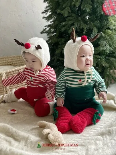 Bebe Santa Stripe Pajamas