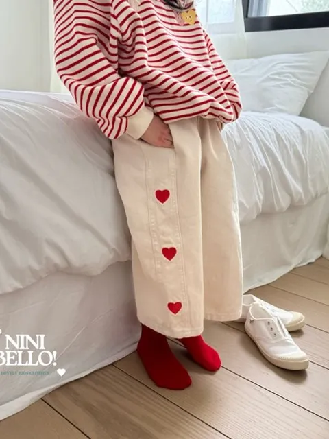 Heart Embroidery Pants