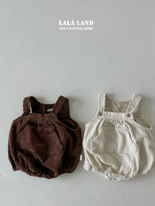 Button Corduroy Suspender Bodysuit