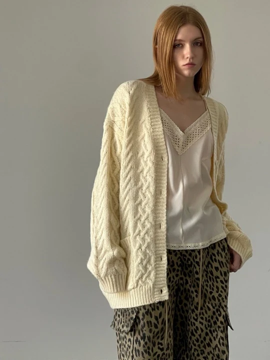 Wool Twist Boxy Cardigan