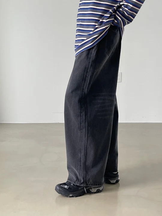 Two Lines Dark Denim Pants