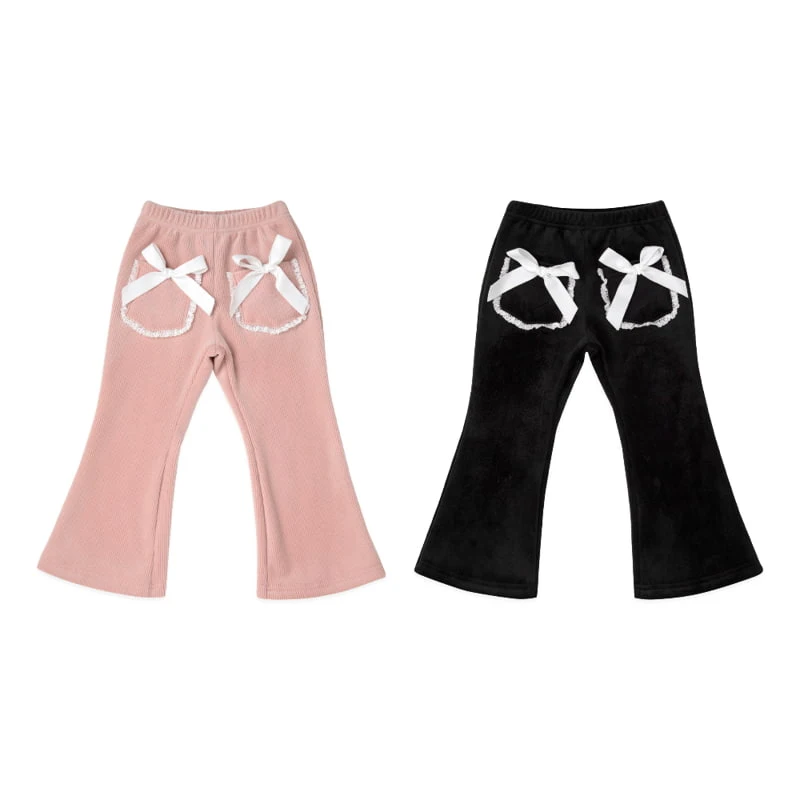 A-Market - Korean Children Fashion - #Kfashion4kids - Ribbon Veloure Bootscut Pants