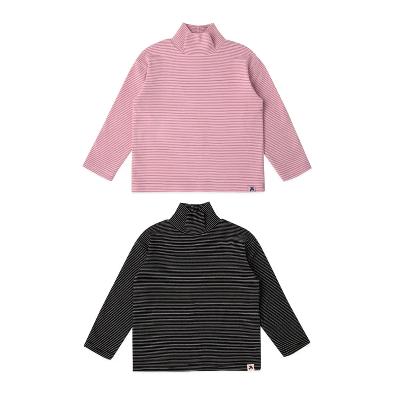 A-Market - Korean Children Fashion - #childofig - Loose Stripe Turtleneck Tee