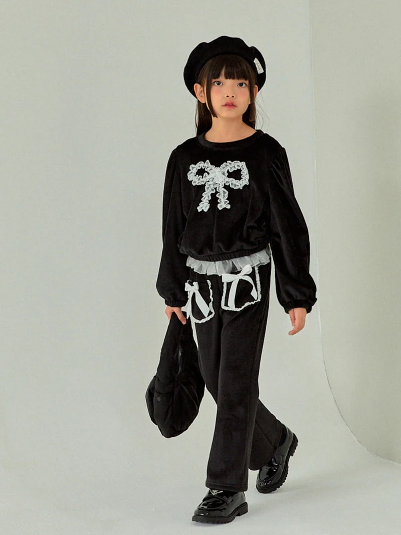 A-Market - Korean Children Fashion - #childofig - Ribbon Veloure Bootscut Pants - 6