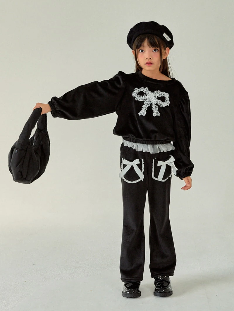 A-Market - Korean Children Fashion - #childofig - Ribbon Veloure Bootscut Pants - 7