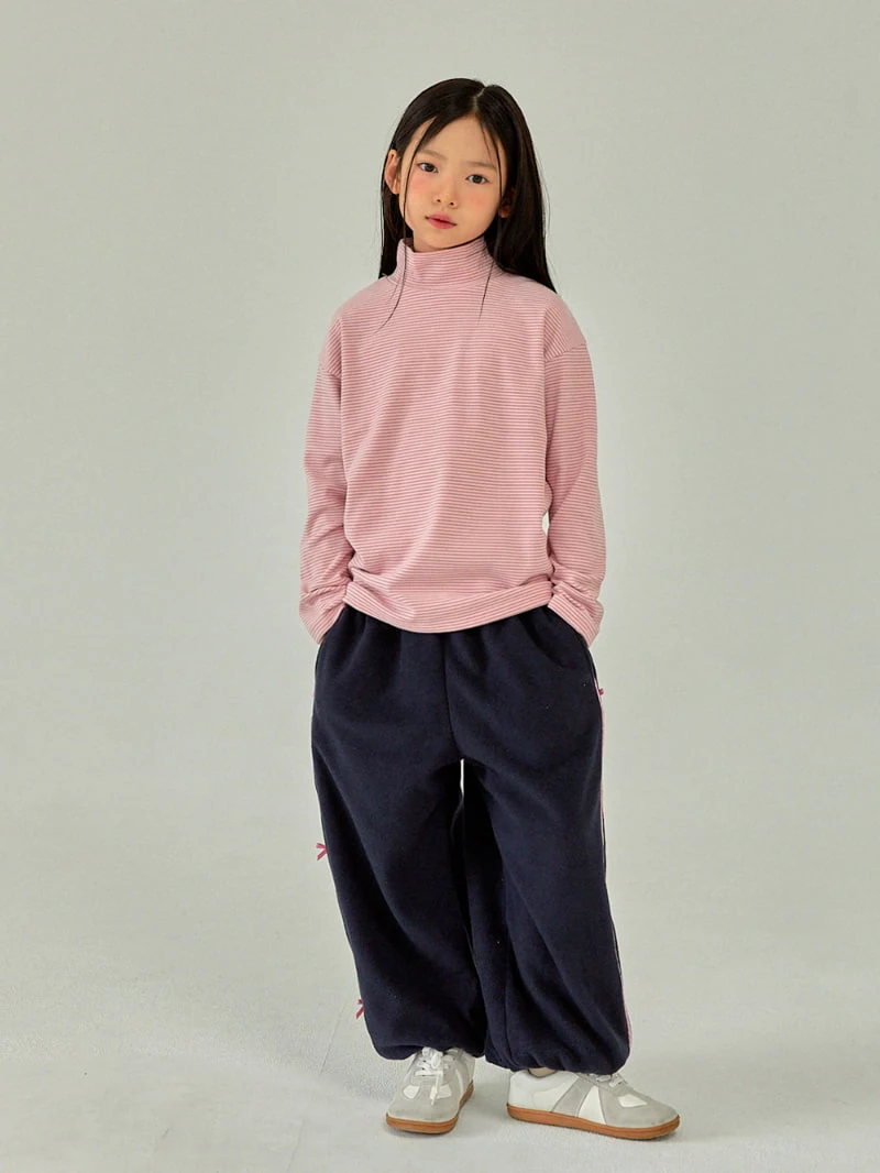 A-Market - Korean Children Fashion - #childrensboutique - Loose Stripe Turtleneck Tee - 2