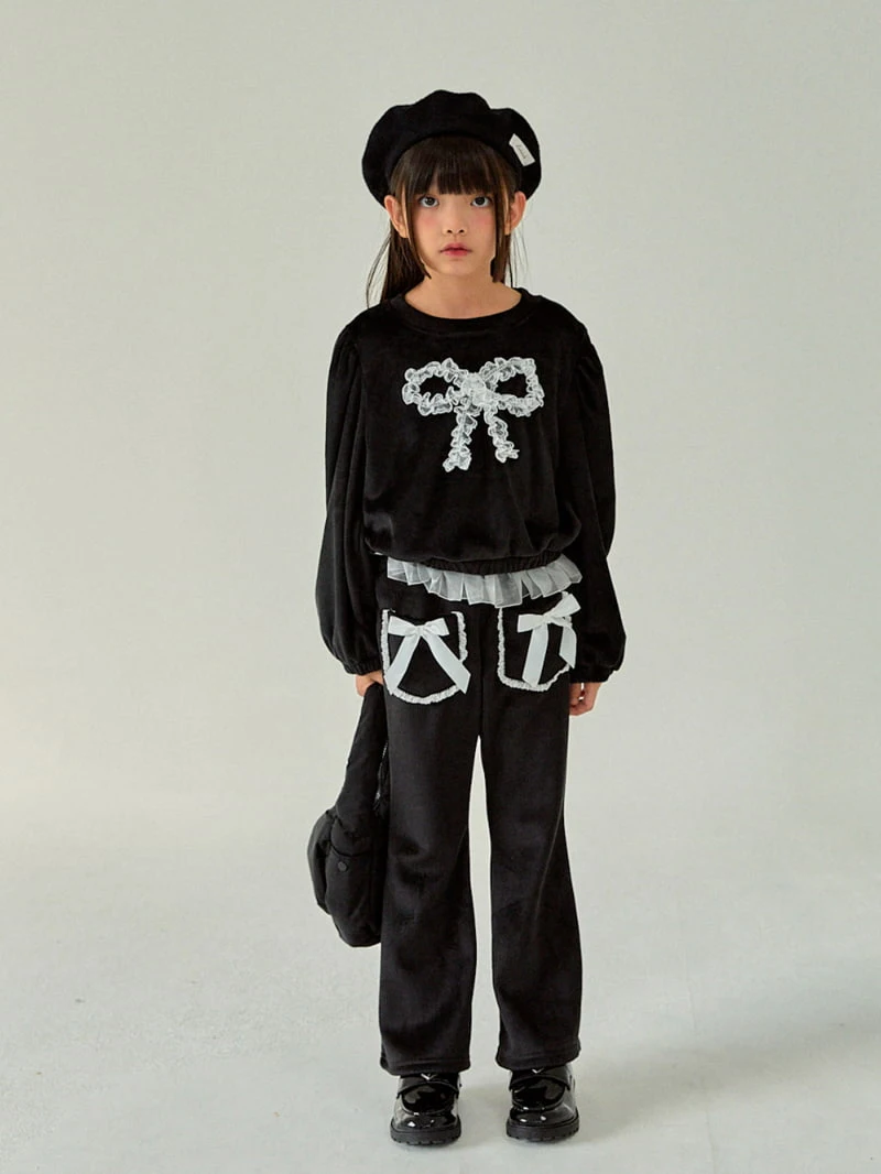 A-Market - Korean Children Fashion - #discoveringself - Ribbon Veloure Bootscut Pants - 10