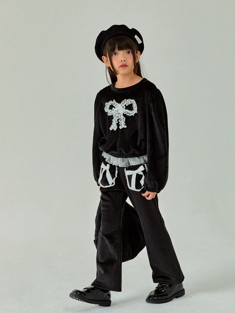 A-Market - Korean Children Fashion - #fashionkids - Ribbon Veloure Bootscut Pants - 11