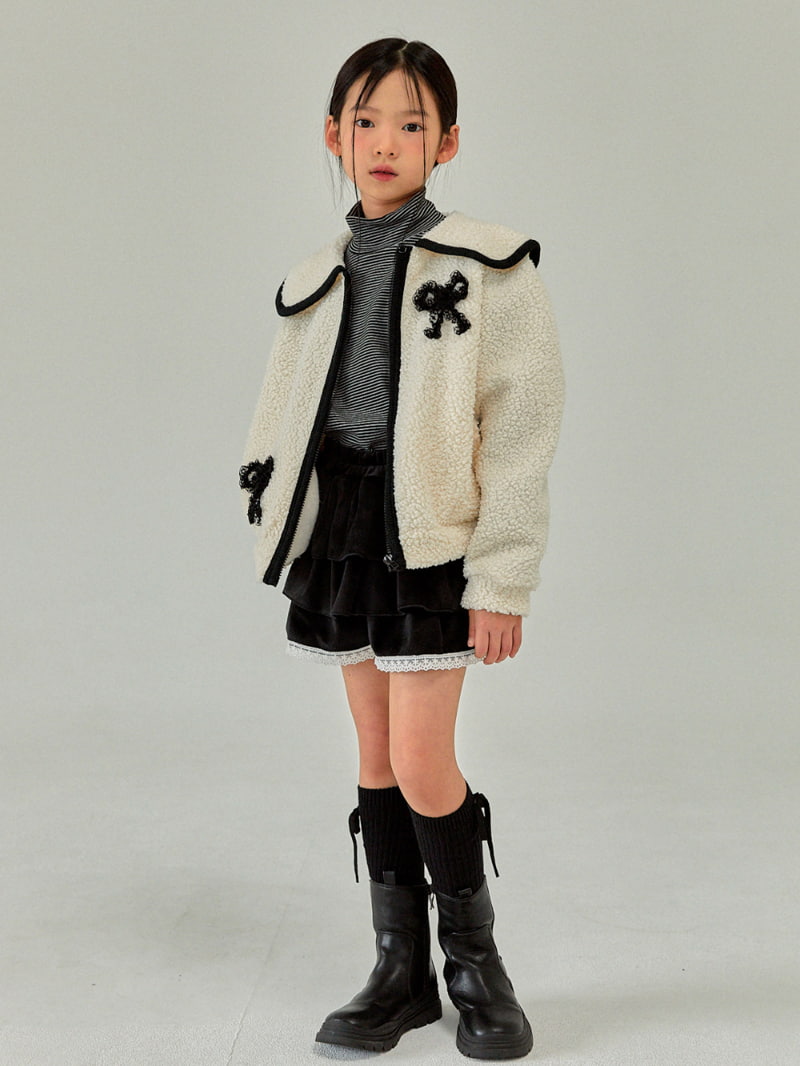 A-Market - Korean Children Fashion - #littlefashionista - Ribbon Zip-up Jacket - 5