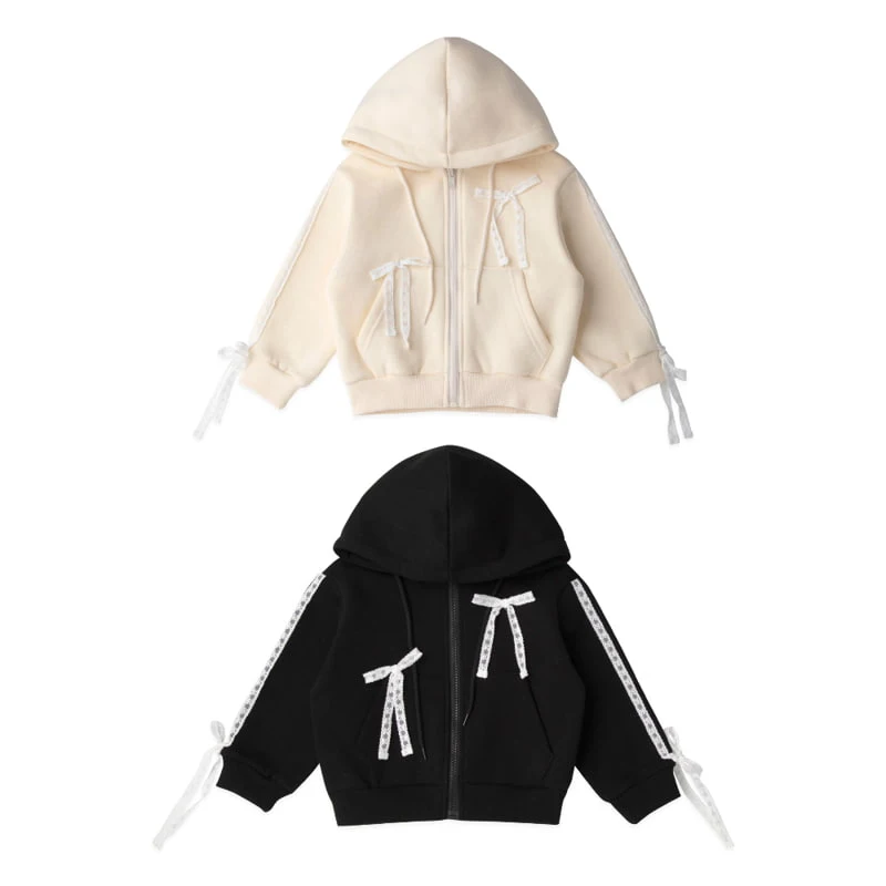 A-Market - Korean Children Fashion - #littlefashionista - Lace Hood Zip-up Jacket