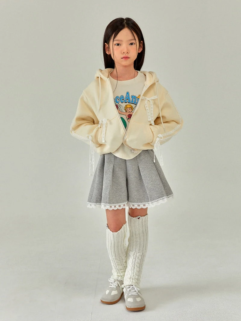 A-Market - Korean Children Fashion - #minifashionista - Lace Hood Zip-up Jacket - 4