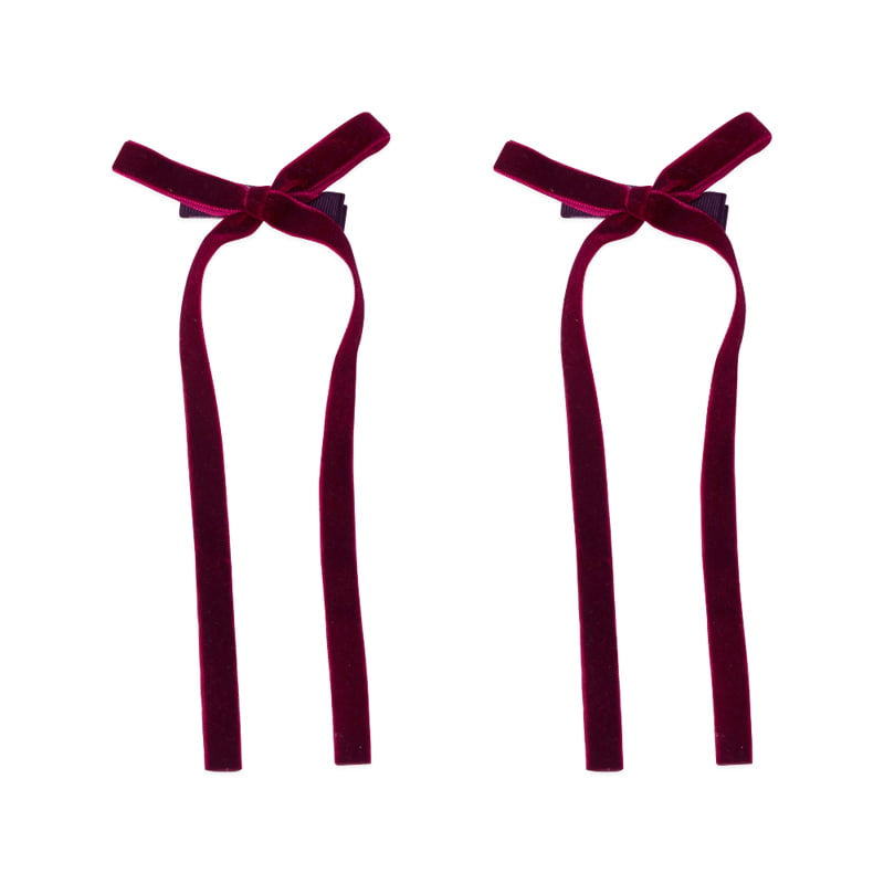 A-Market - Korean Children Fashion - #stylishchildhood - Velvet Ribbon Hairpin - 10