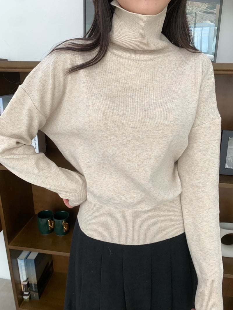 Allu - Korean Women Fashion - #womensfashion - Slit Turtleneck Knit Sweater - 4